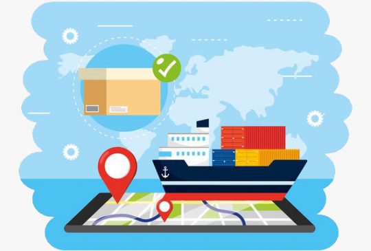 ship-delivery-service-with-package-and-smartphone-gps-tracking-vector